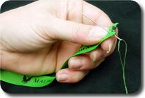 Hand Sewing Green Grosgrain Custom Hair Ribbon