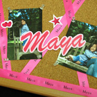 Pink Customized Printed Ribbons on Birthday memoboard