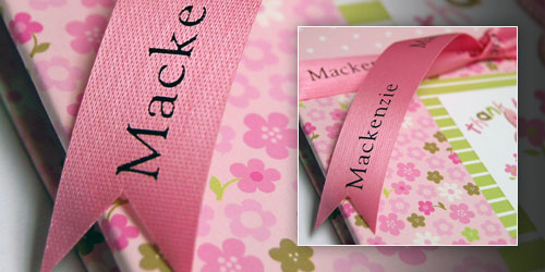 Pink Satin Acetate Personalized  baby shower ribbon
