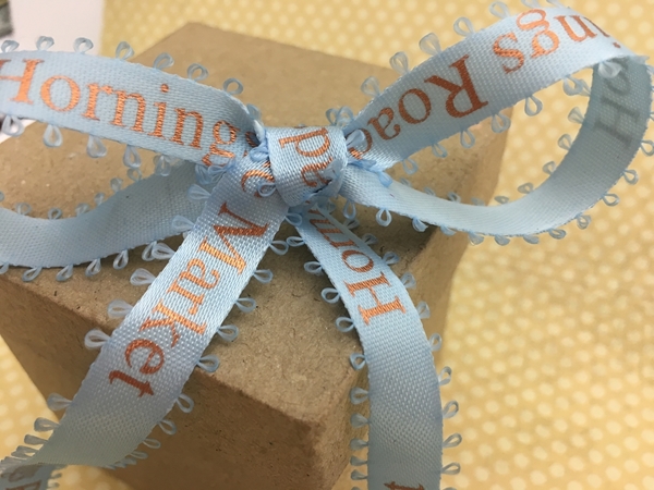 Light Blue Picot Edge Custom Printed Ribbons